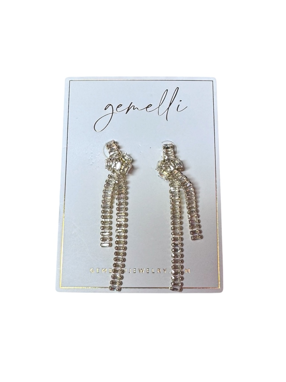 Gemelli Gold Crystal Knot Dangle Earrings, NEW